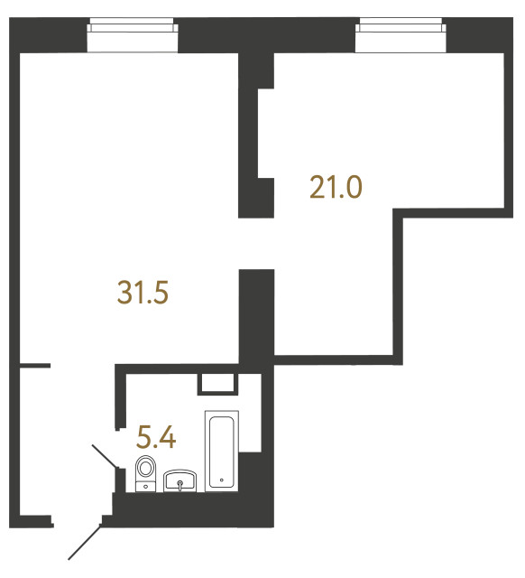 1-комнатная квартира, 57.9 м²; этаж: 2 - купить в Санкт-Петербурге