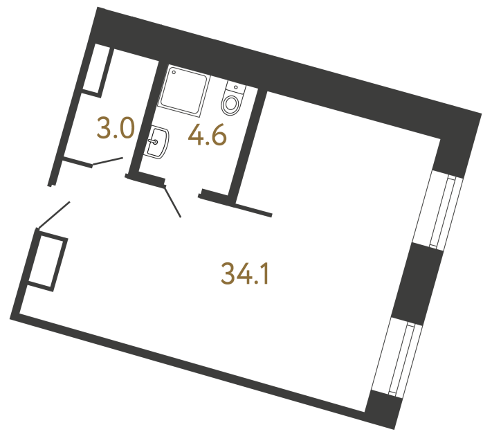 1-комнатная квартира, 41.7 м²; этаж: 2 - купить в Санкт-Петербурге