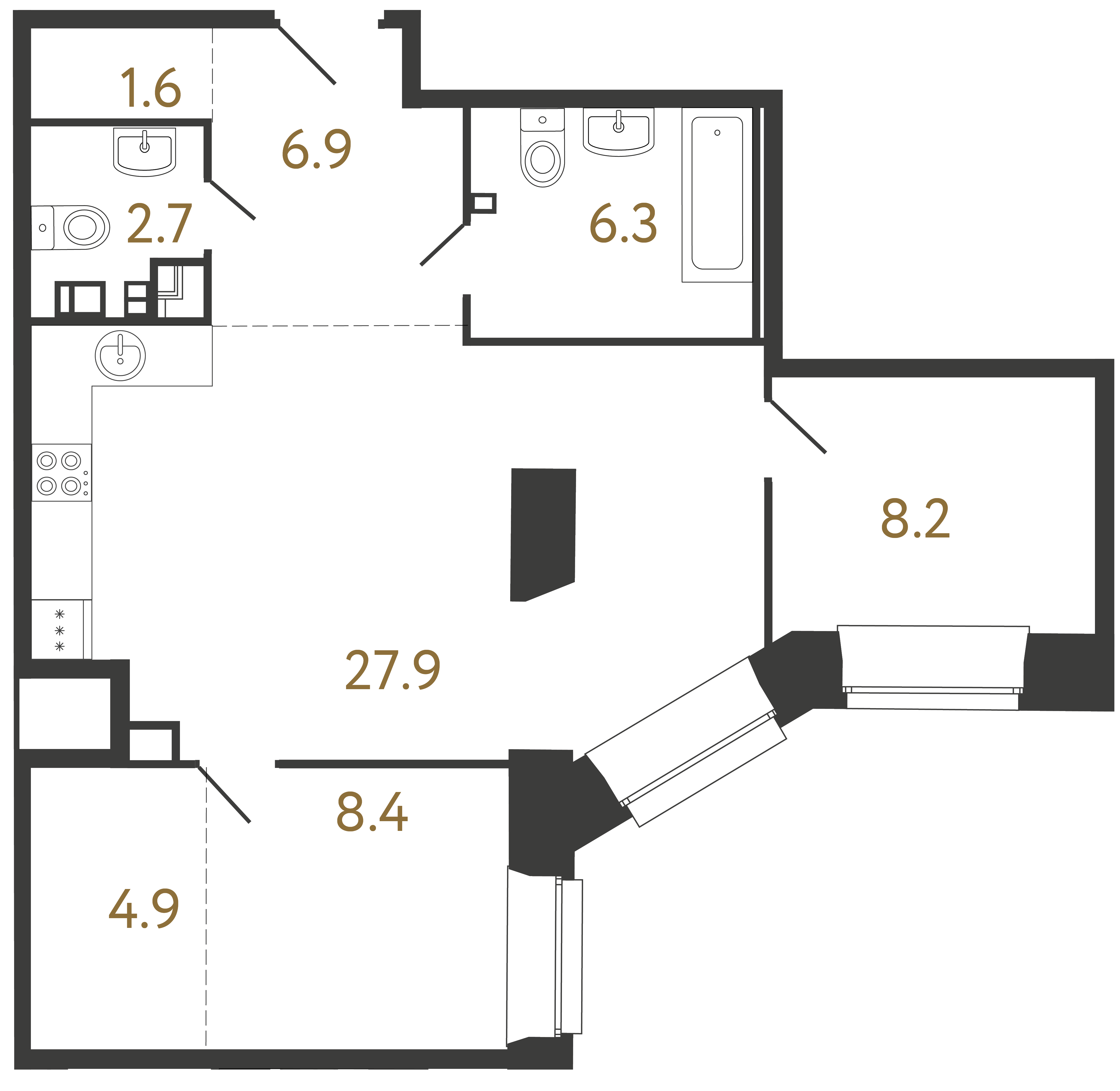 2-комнатная квартира, 66.9 м²; этаж: 2 - купить в Санкт-Петербурге