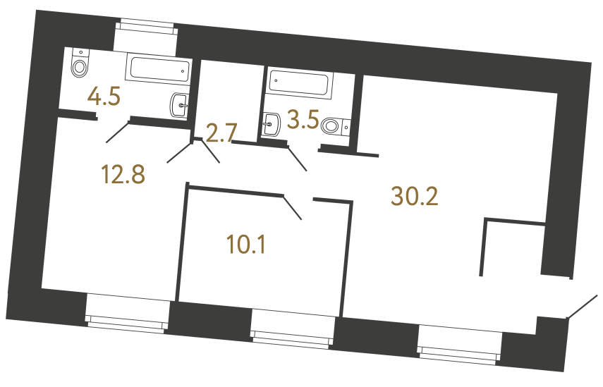 2-комнатная квартира, 63.8 м²; этаж: 1 - купить в Санкт-Петербурге
