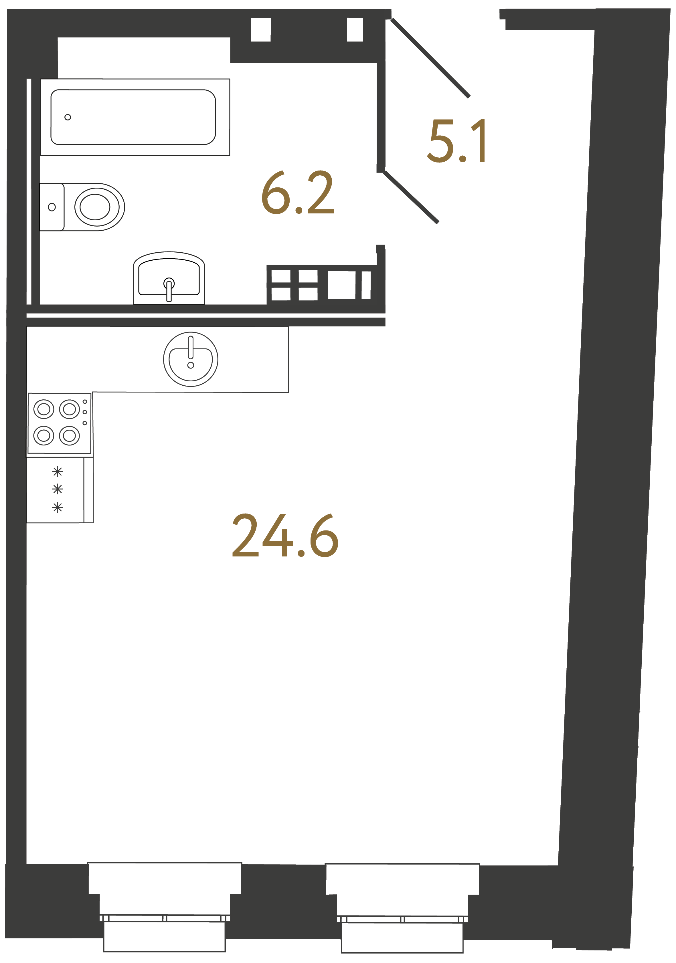 1-комнатная квартира, 35.9 м²; этаж: 3 - купить в Санкт-Петербурге