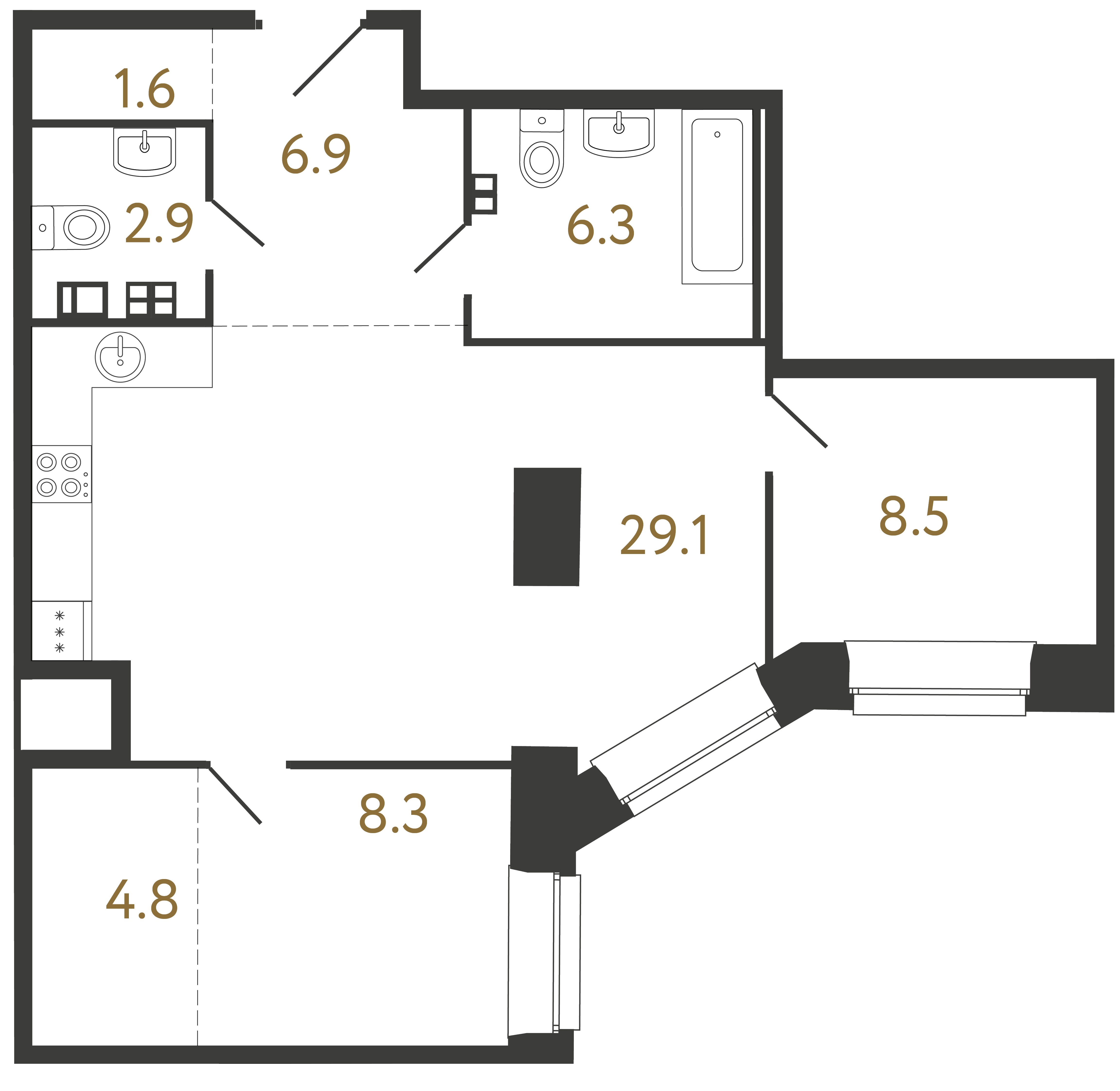 2-комнатная квартира, 68.4 м²; этаж: 3 - купить в Санкт-Петербурге