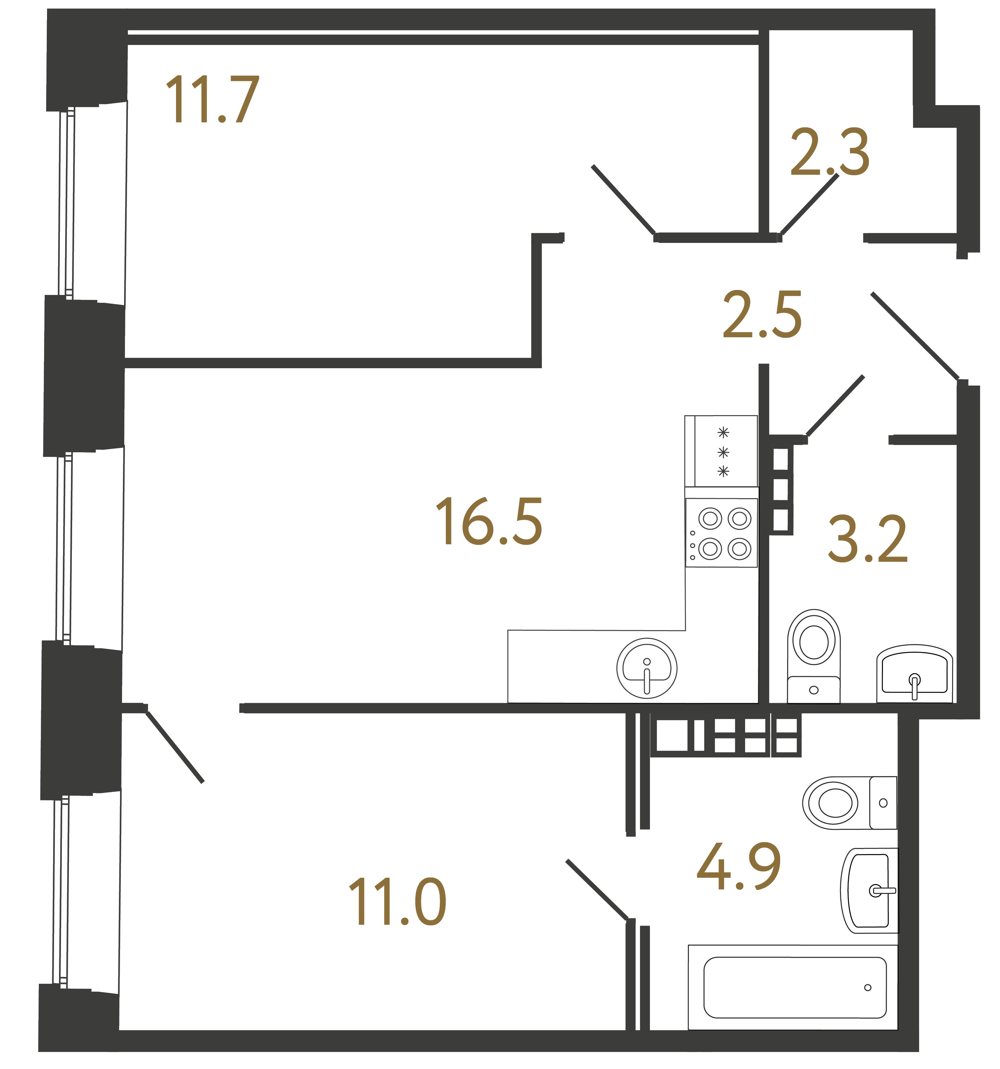2-комнатная квартира, 52.1 м²; этаж: 4 - купить в Санкт-Петербурге