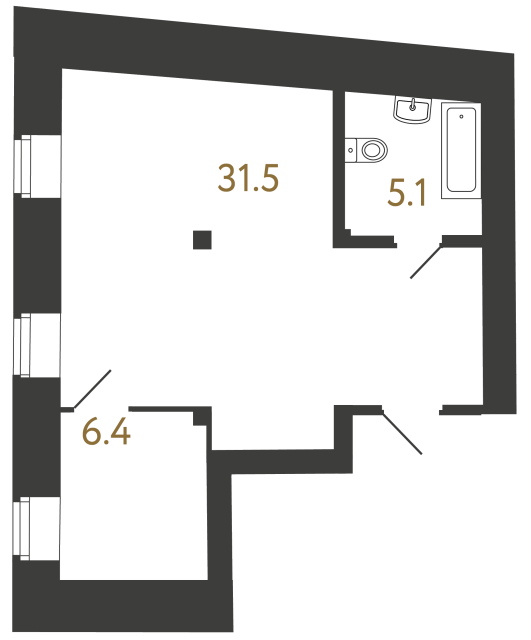 1-комнатная квартира, 43 м²; этаж: 1 - купить в Санкт-Петербурге