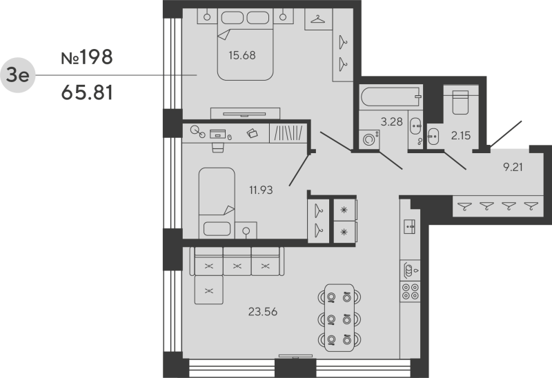 2-комнатная квартира, 65.81 м²; этаж: 7 - купить в Санкт-Петербурге