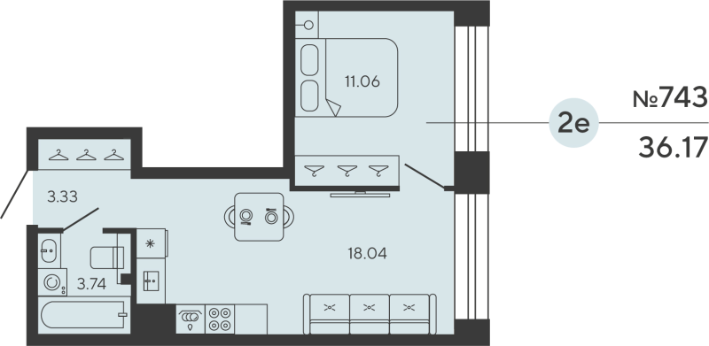 1-комнатная квартира, 36.17 м²; этаж: 6 - купить в Санкт-Петербурге