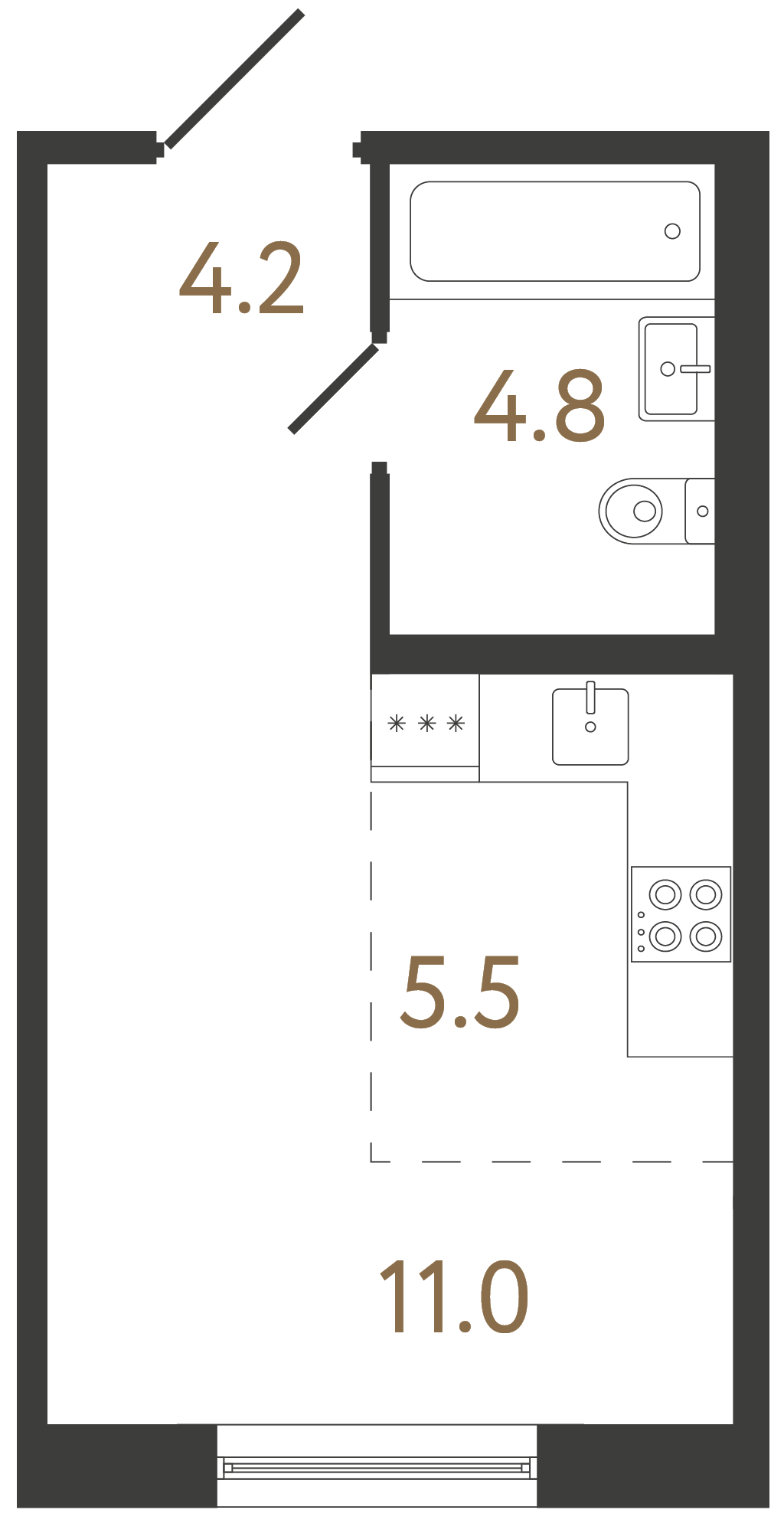 1-комнатная квартира, 25.5 м²; этаж: 2 - купить в Санкт-Петербурге