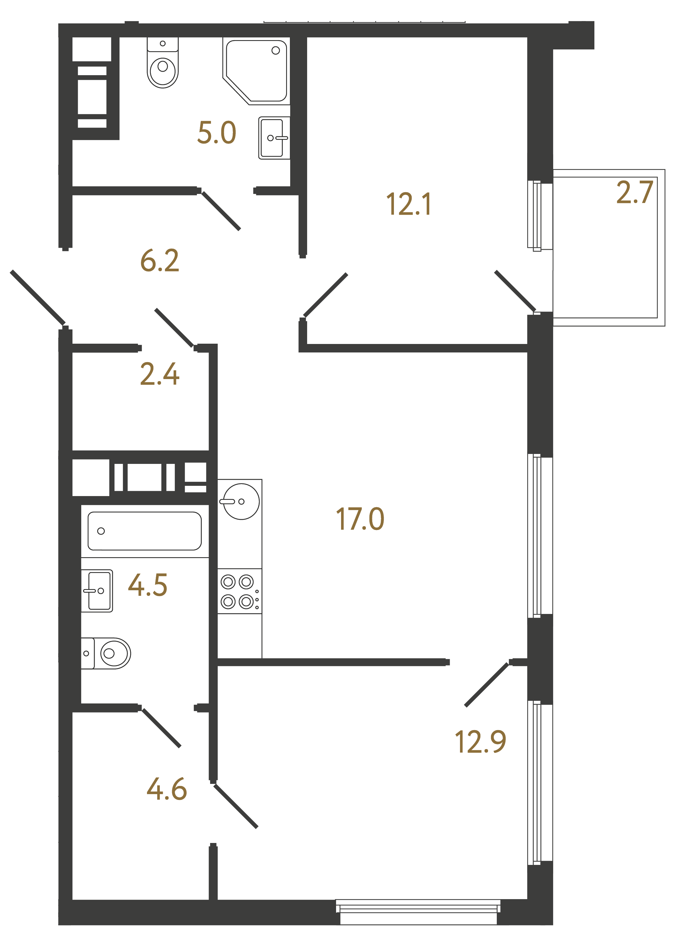 2-комнатная квартира, 64.7 м²; этаж: 20 - купить в Санкт-Петербурге