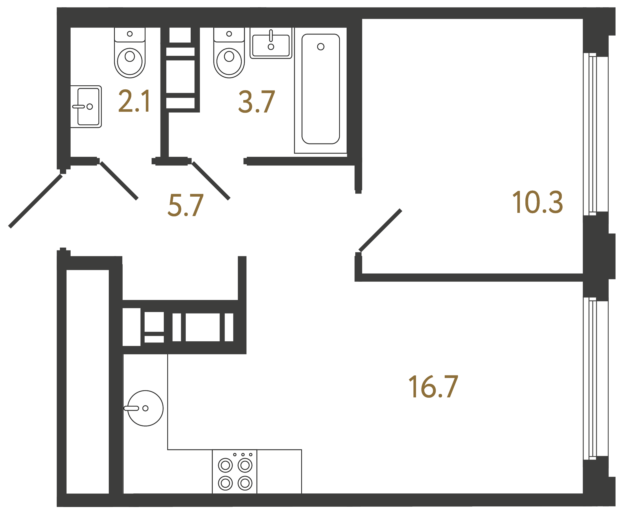 1-комнатная квартира, 38.5 м²; этаж: 18 - купить в Санкт-Петербурге