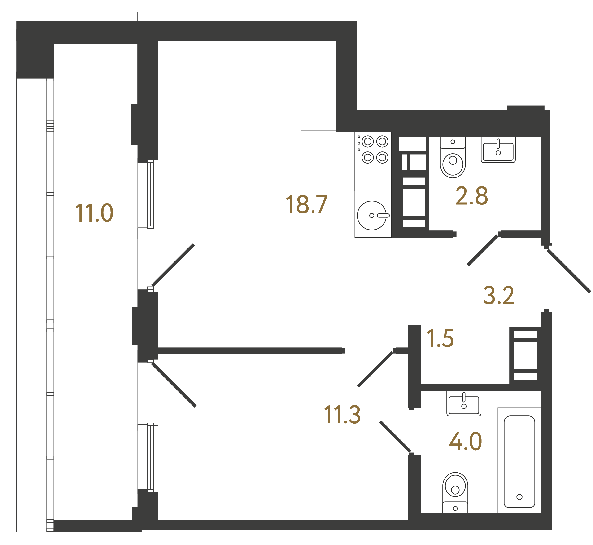 1-комнатная квартира, 41.5 м²; этаж: 18 - купить в Санкт-Петербурге
