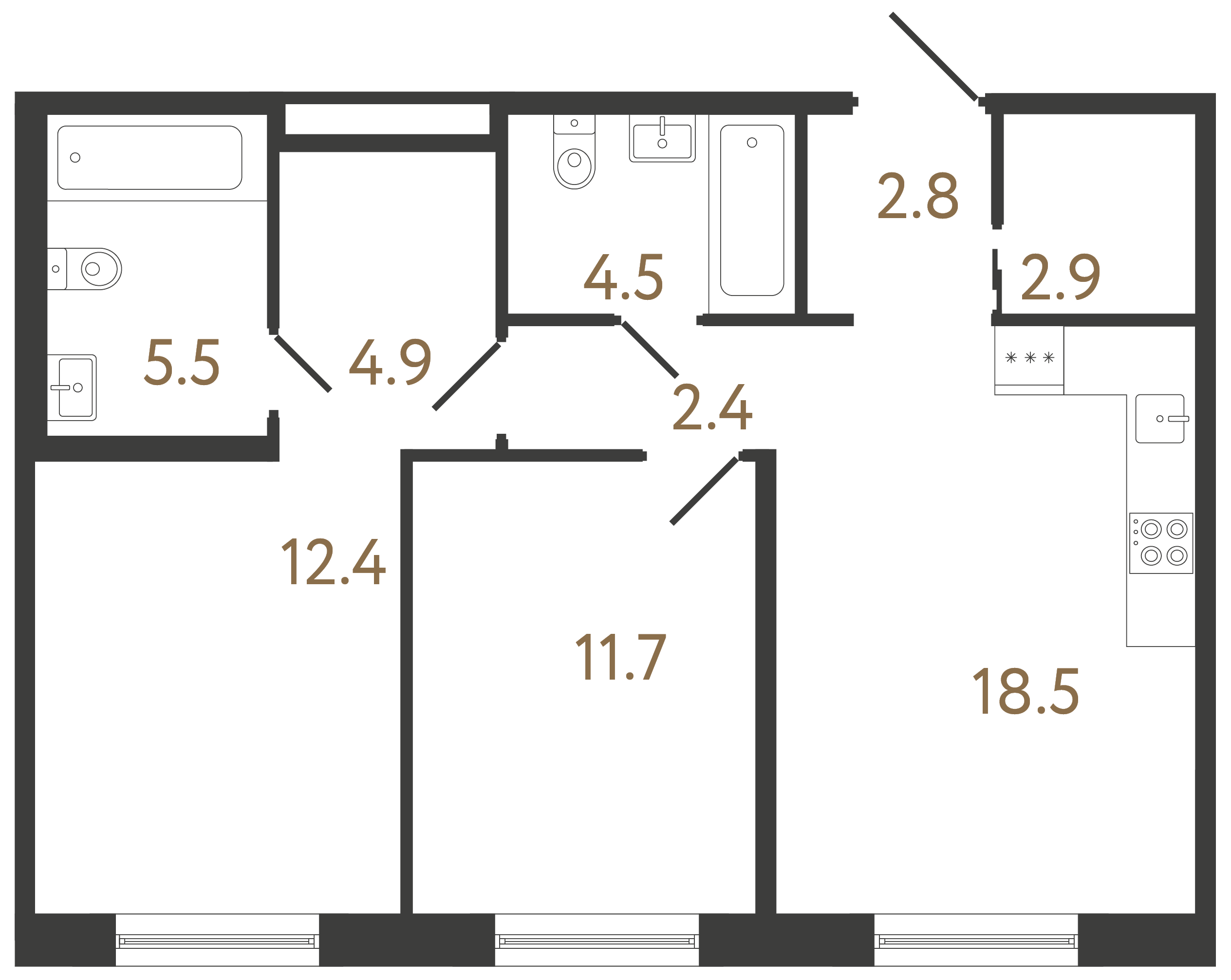2-комнатная квартира, 65.6 м²; этаж: 2 - купить в Санкт-Петербурге