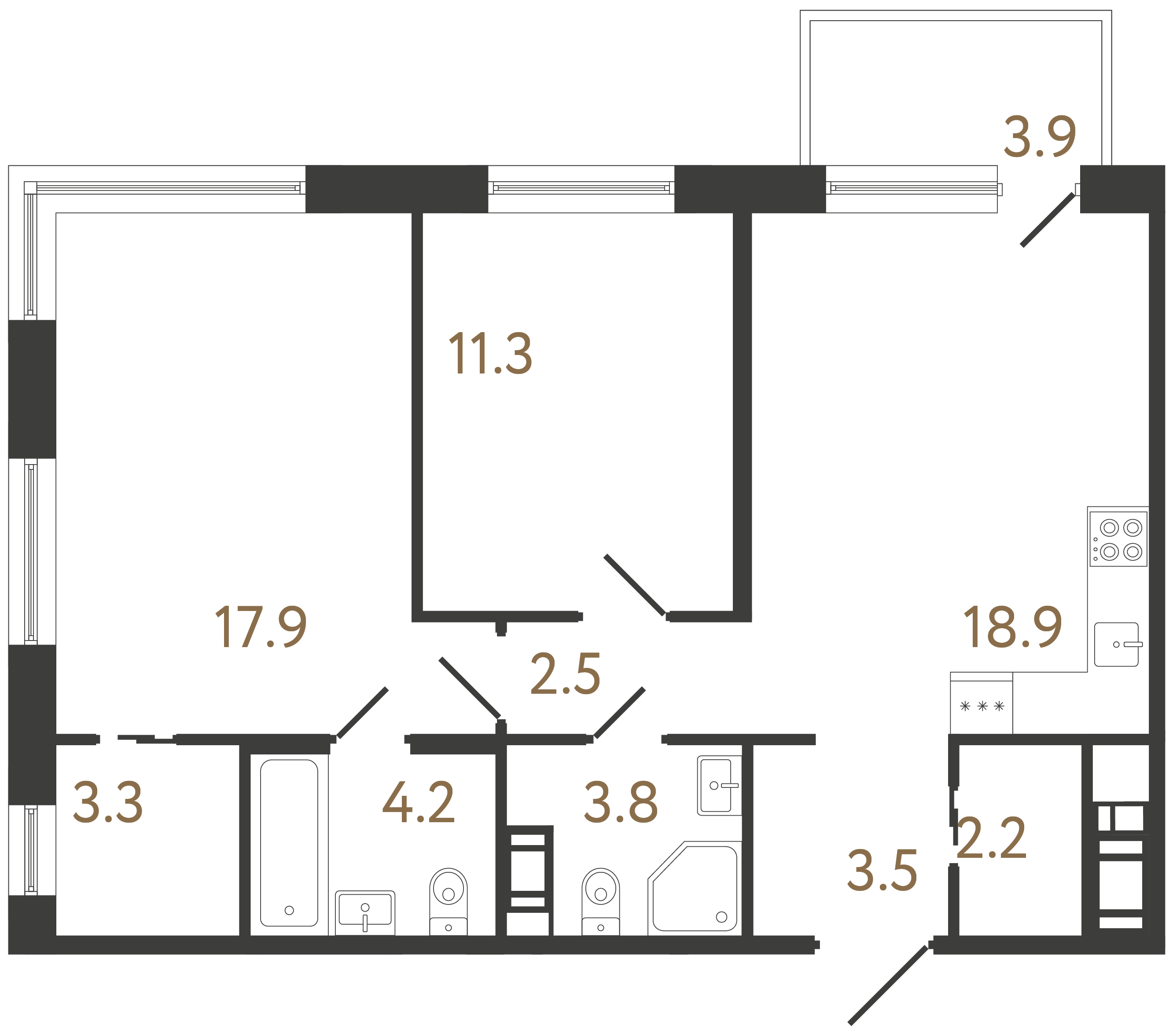 2-комнатная квартира, 67.6 м²; этаж: 6 - купить в Санкт-Петербурге