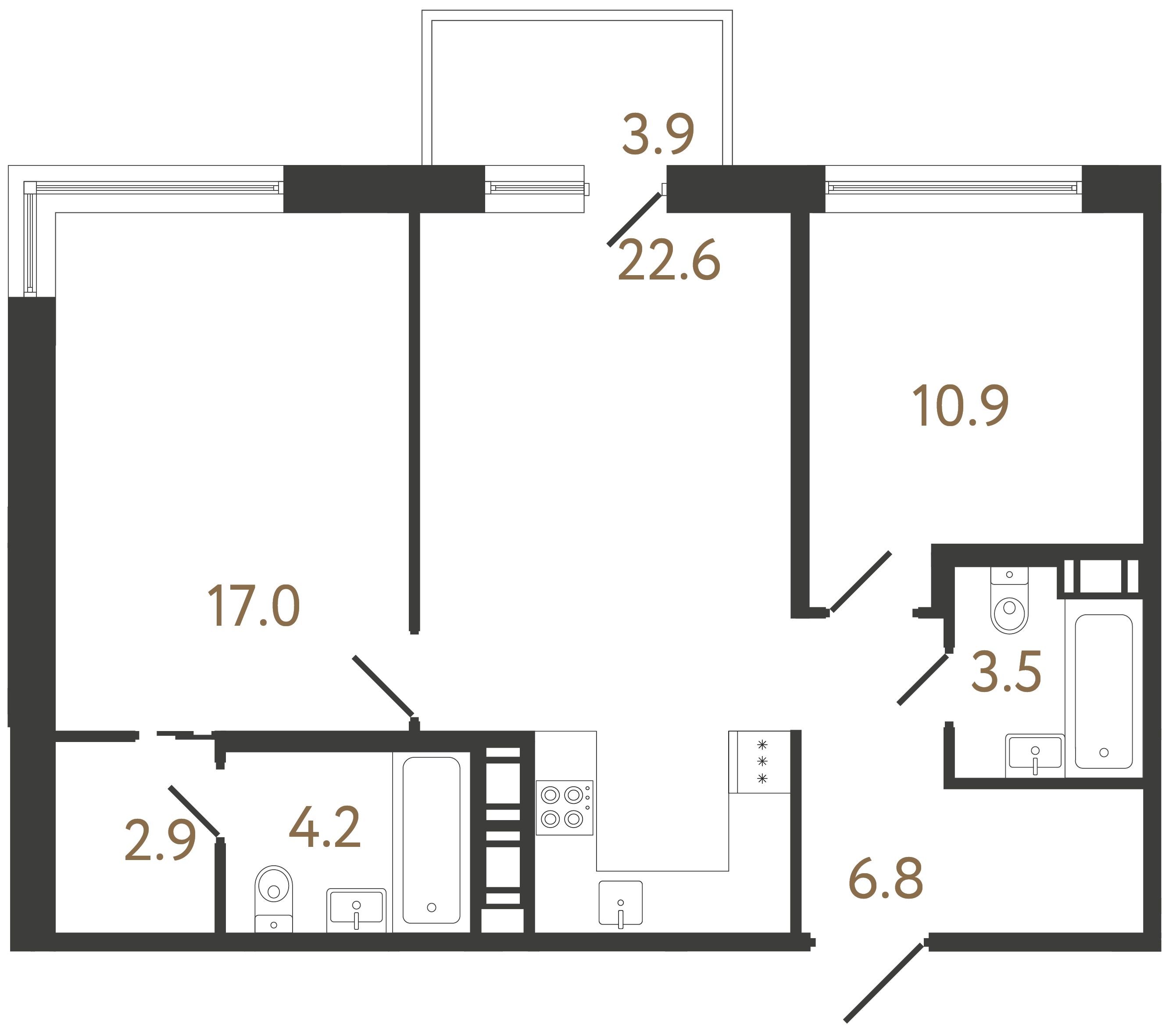 2-комнатная квартира, 67.9 м²; этаж: 6 - купить в Санкт-Петербурге
