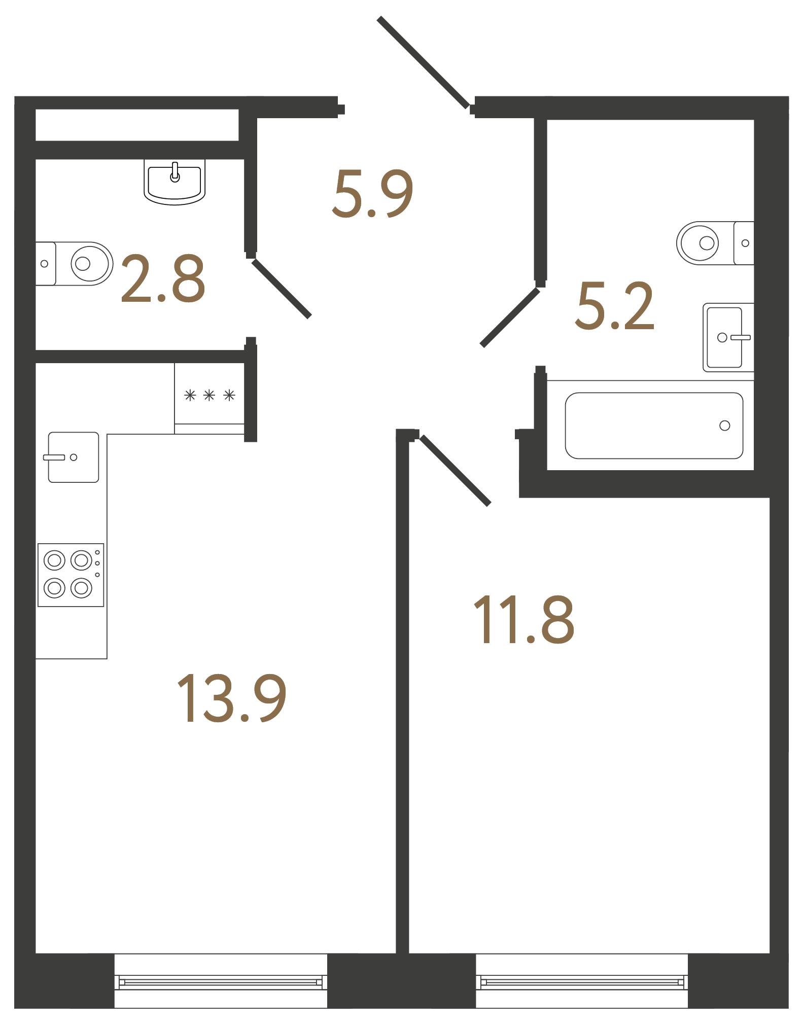 1-комнатная квартира, 39.6 м²; этаж: 2 - купить в Санкт-Петербурге