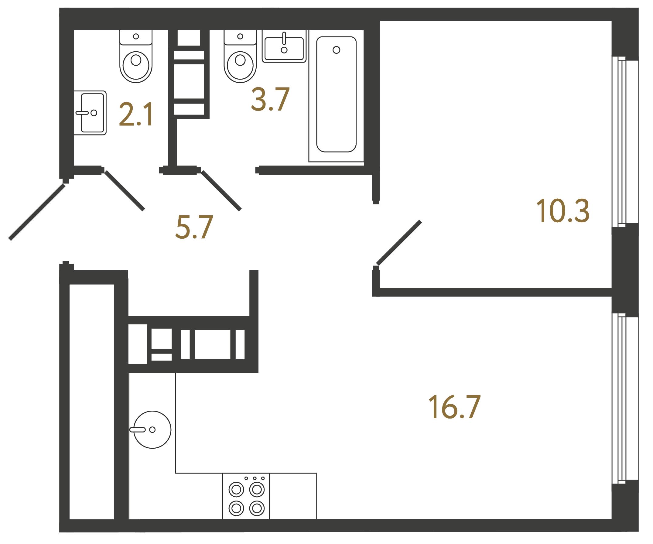 1-комнатная квартира, 38.5 м²; этаж: 20 - купить в Санкт-Петербурге