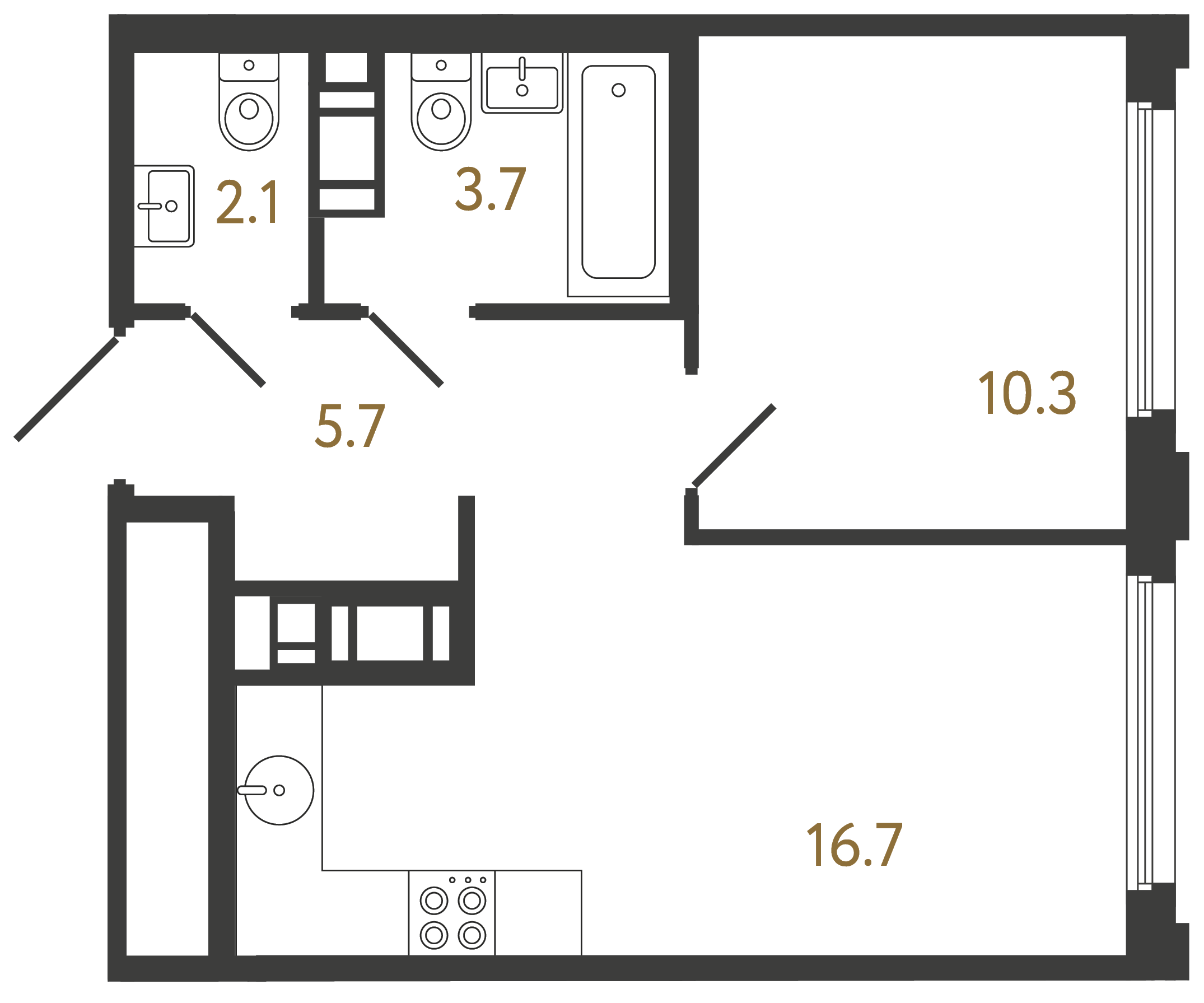 1-комнатная квартира, 38.5 м²; этаж: 19 - купить в Санкт-Петербурге