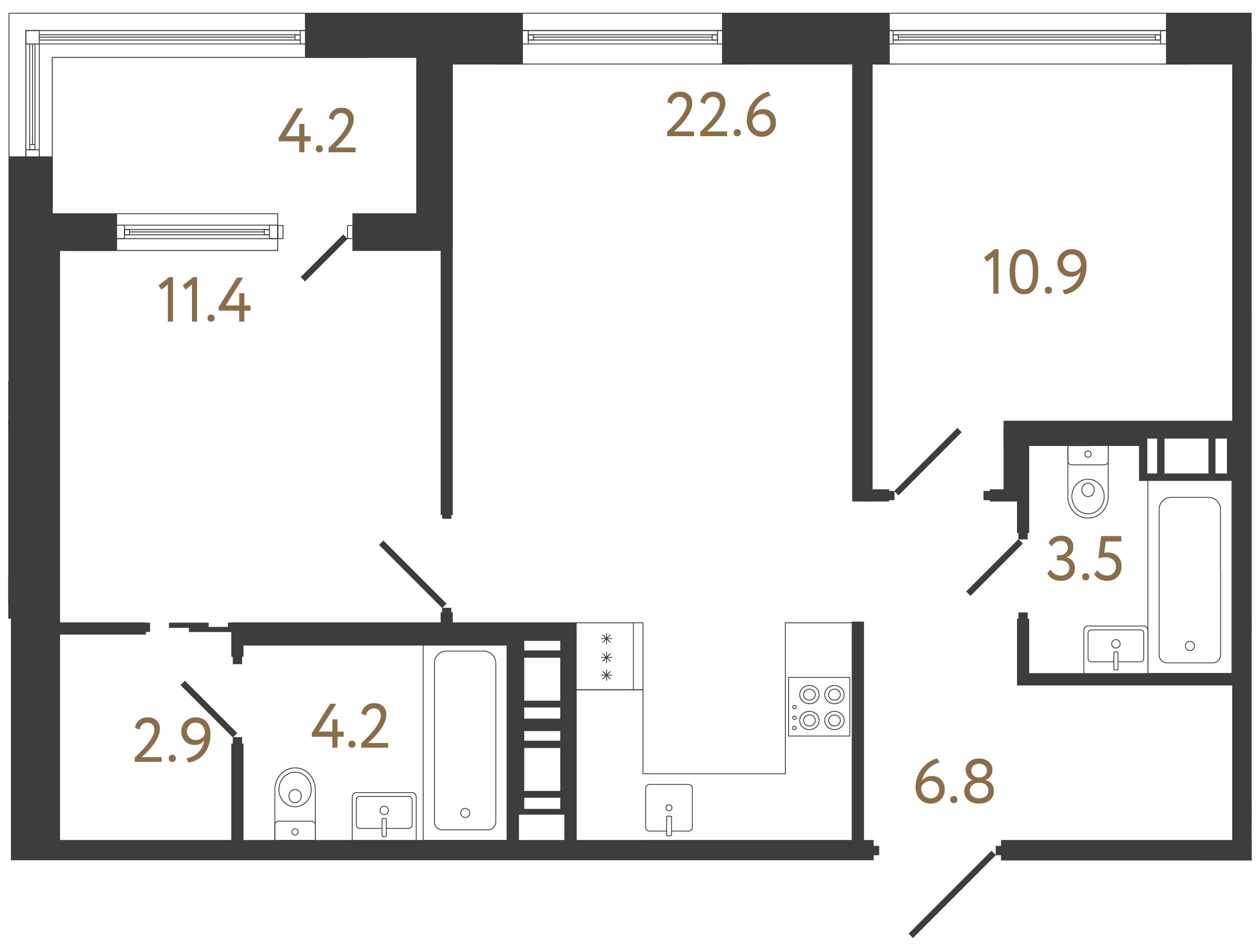 2-комнатная квартира, 62.3 м²; этаж: 4 - купить в Санкт-Петербурге