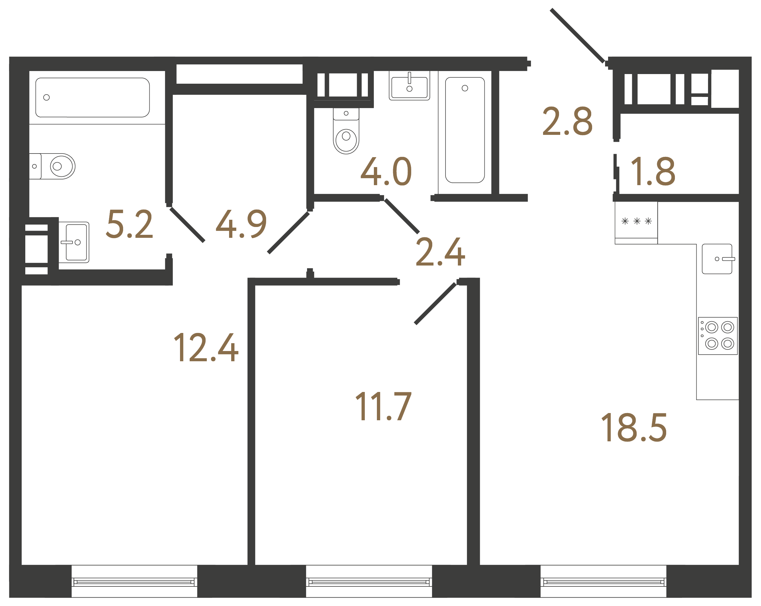 2-комнатная квартира, 63.7 м²; этаж: 6 - купить в Санкт-Петербурге
