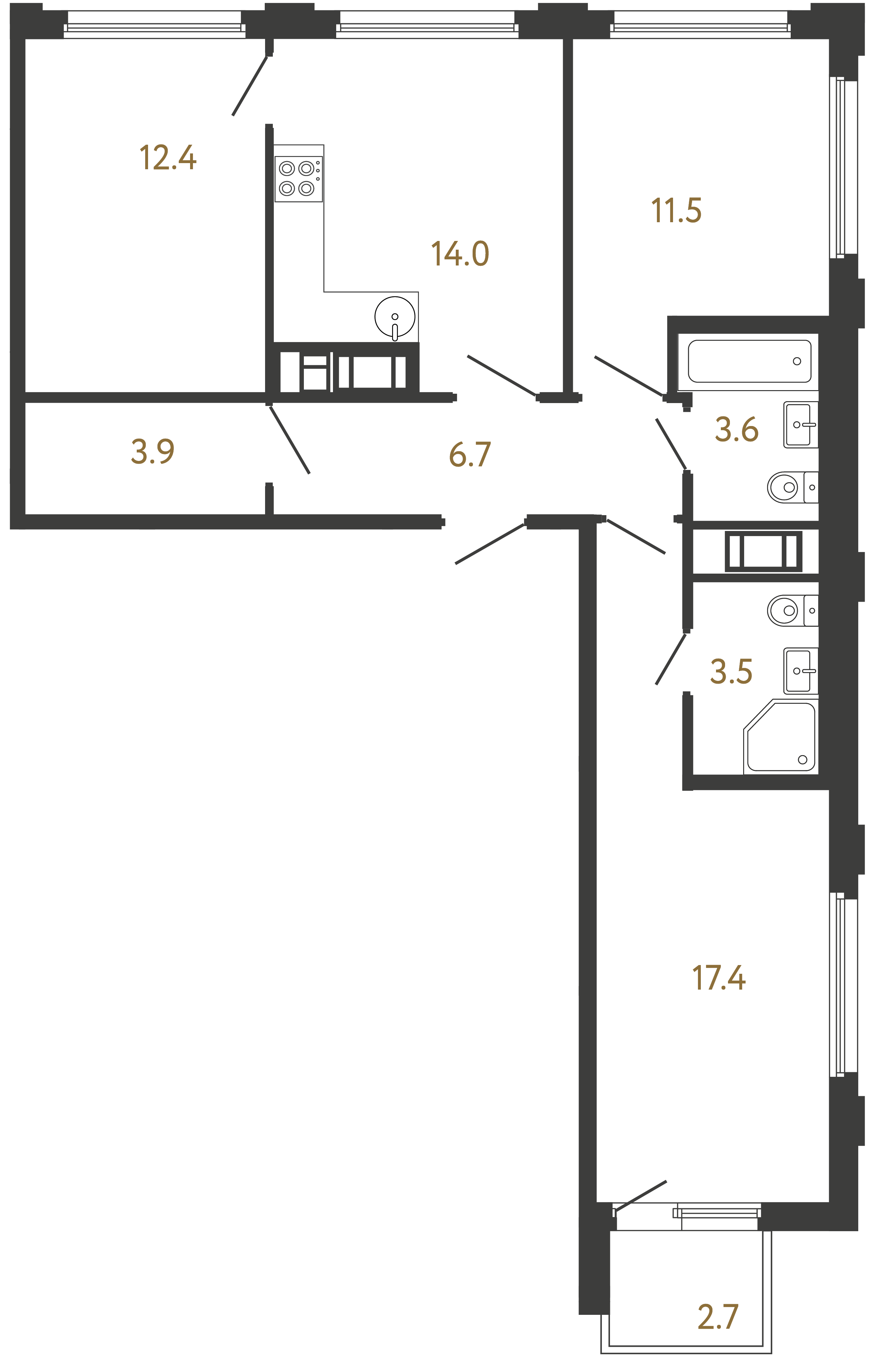 3-комнатная квартира, 73 м²; этаж: 4 - купить в Санкт-Петербурге