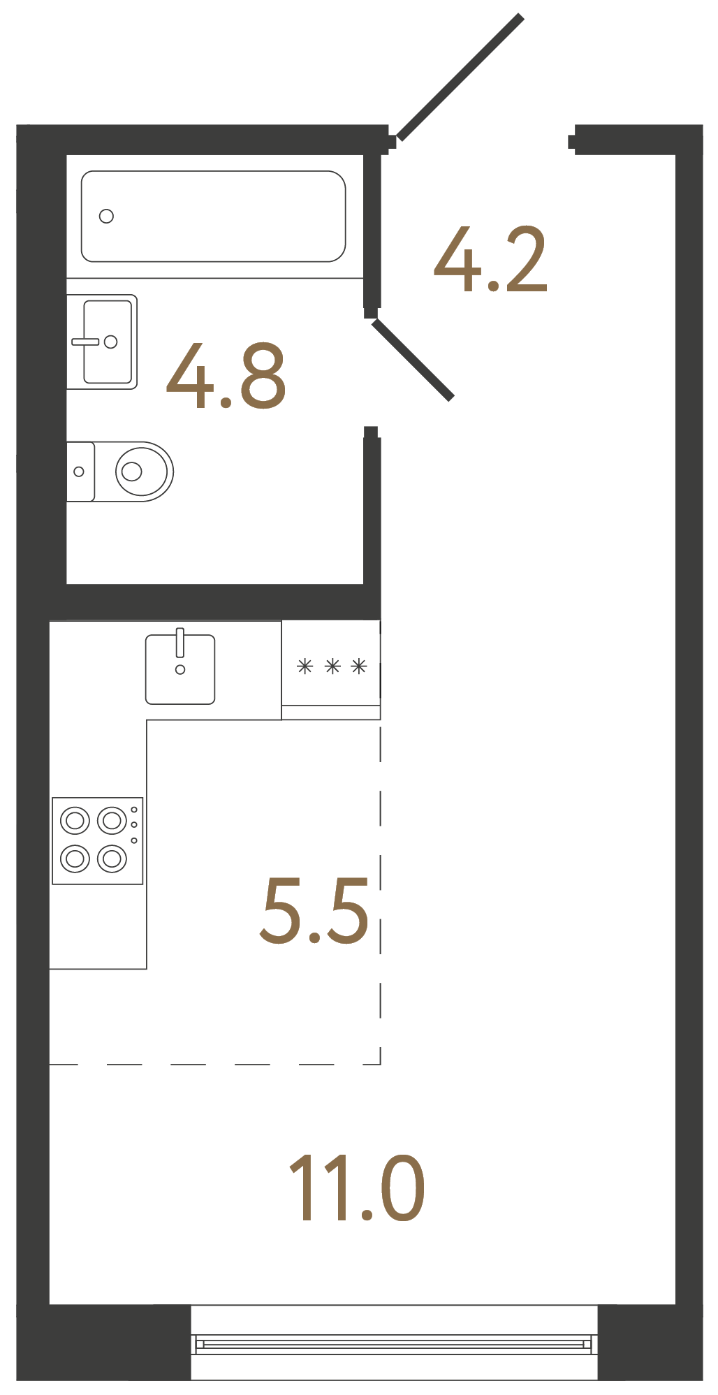 1-комнатная квартира, 25.5 м²; этаж: 2 - купить в Санкт-Петербурге