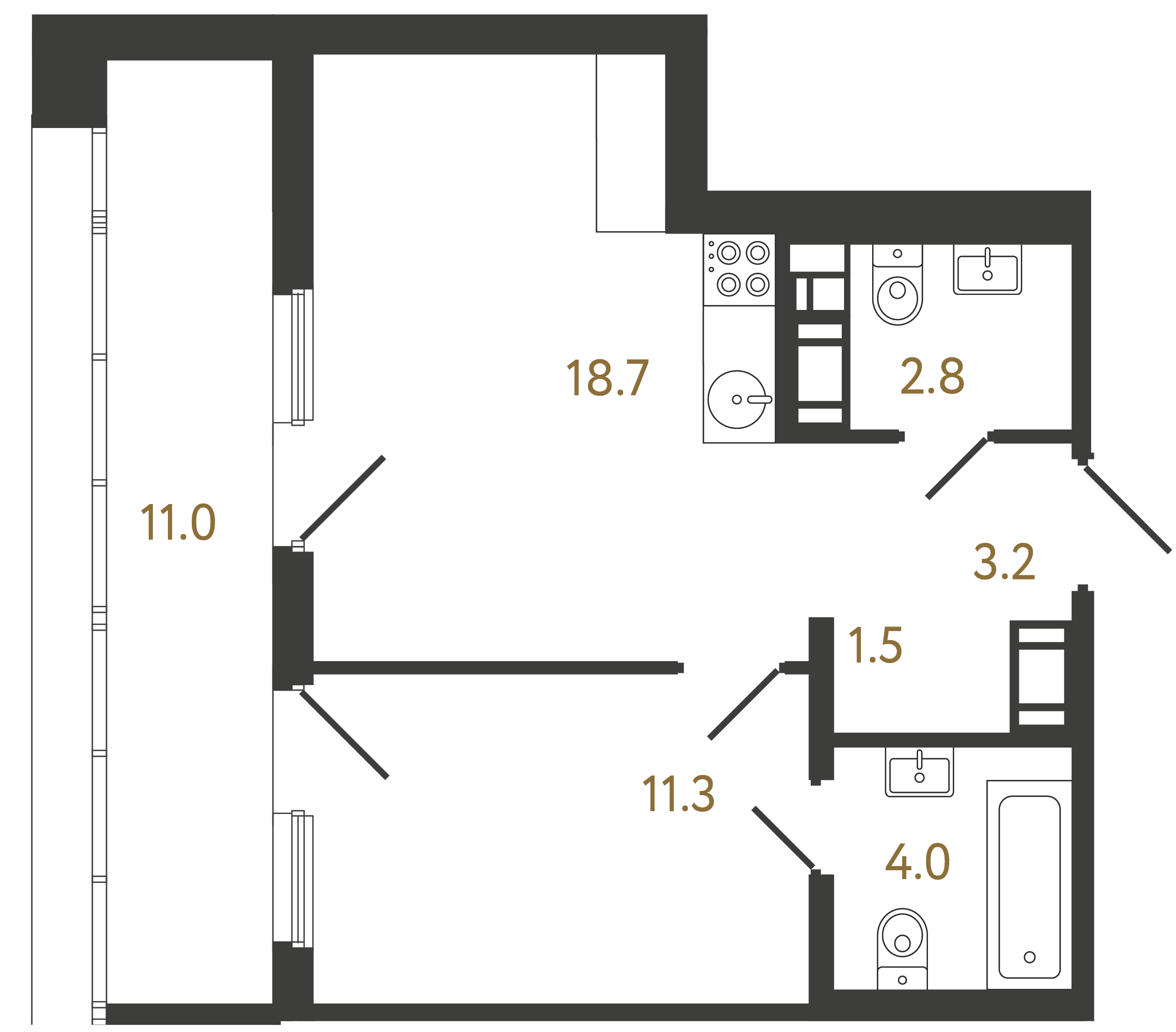 1-комнатная квартира, 41.5 м²; этаж: 20 - купить в Санкт-Петербурге