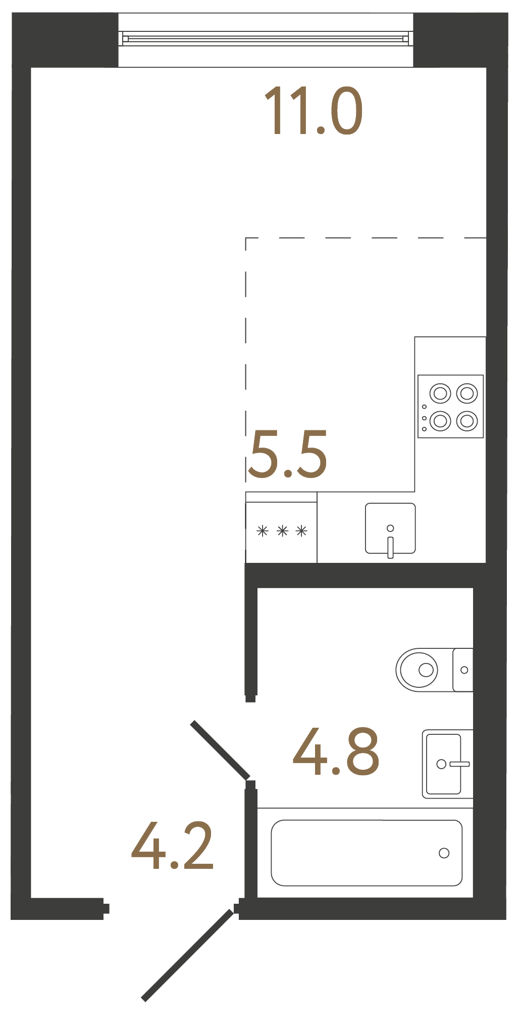 1-комнатная квартира, 25.5 м²; этаж: 2 - купить в Санкт-Петербурге