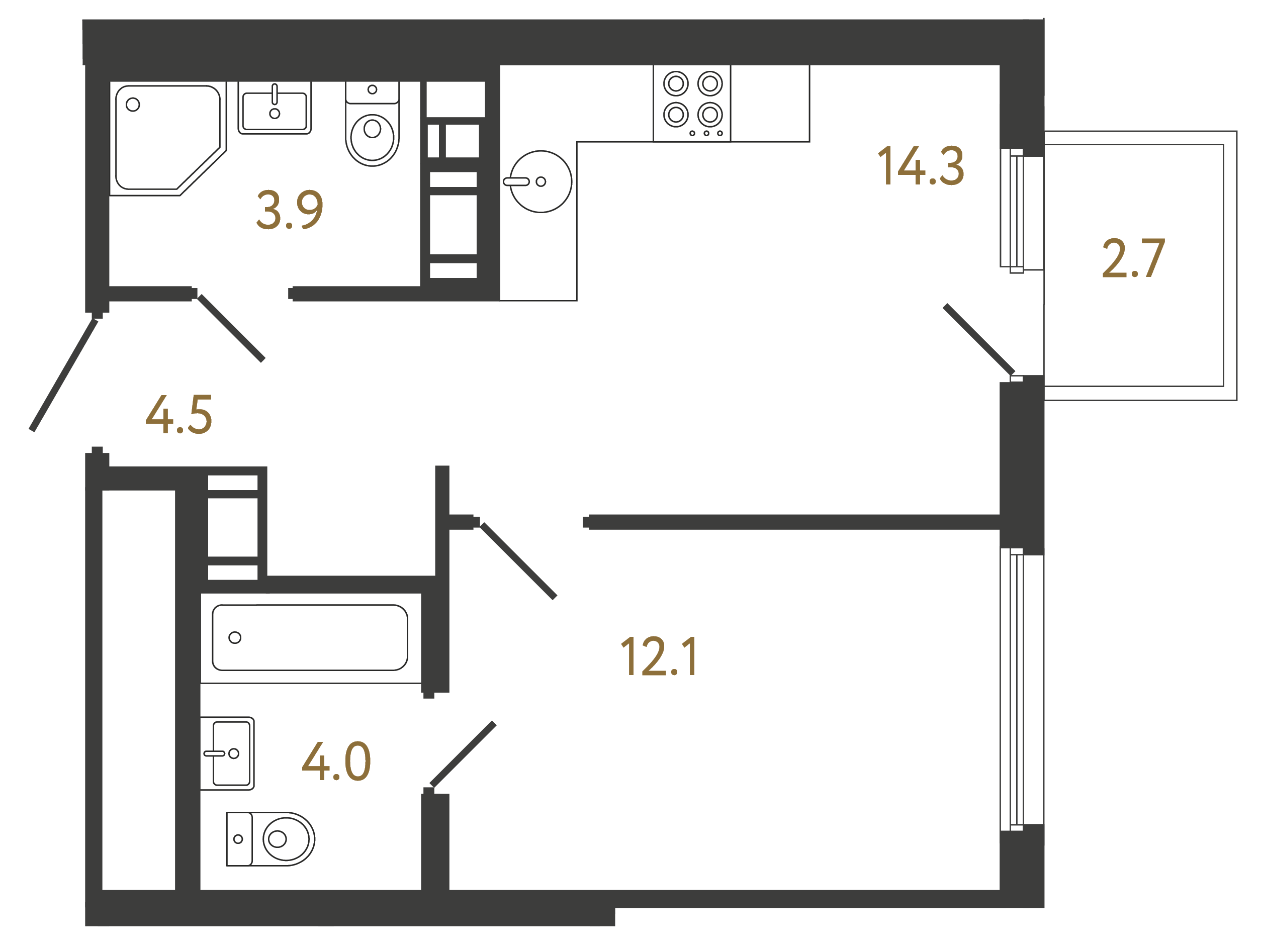 1-комнатная квартира, 38.8 м²; этаж: 20 - купить в Санкт-Петербурге