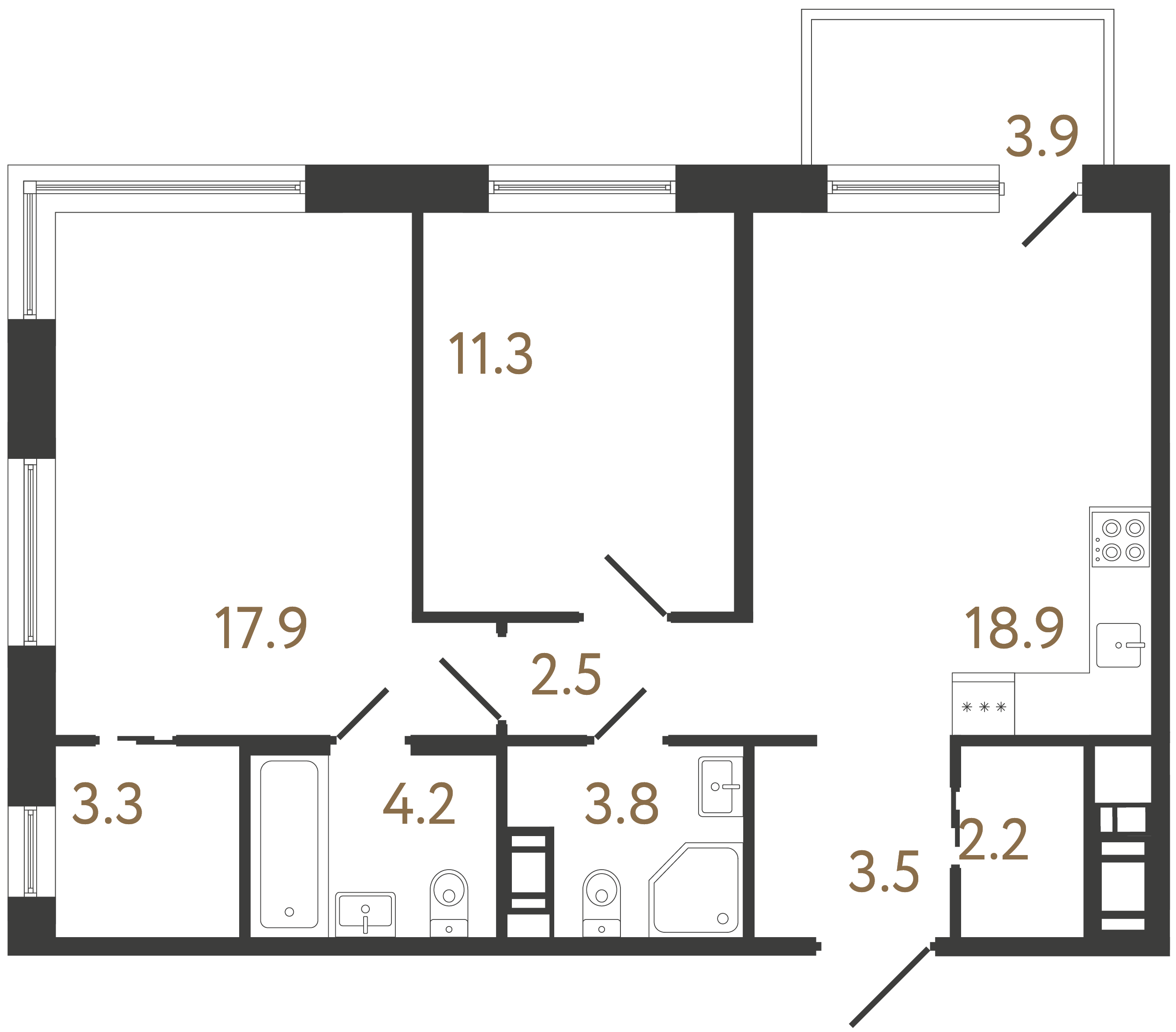 2-комнатная квартира, 67.6 м²; этаж: 8 - купить в Санкт-Петербурге