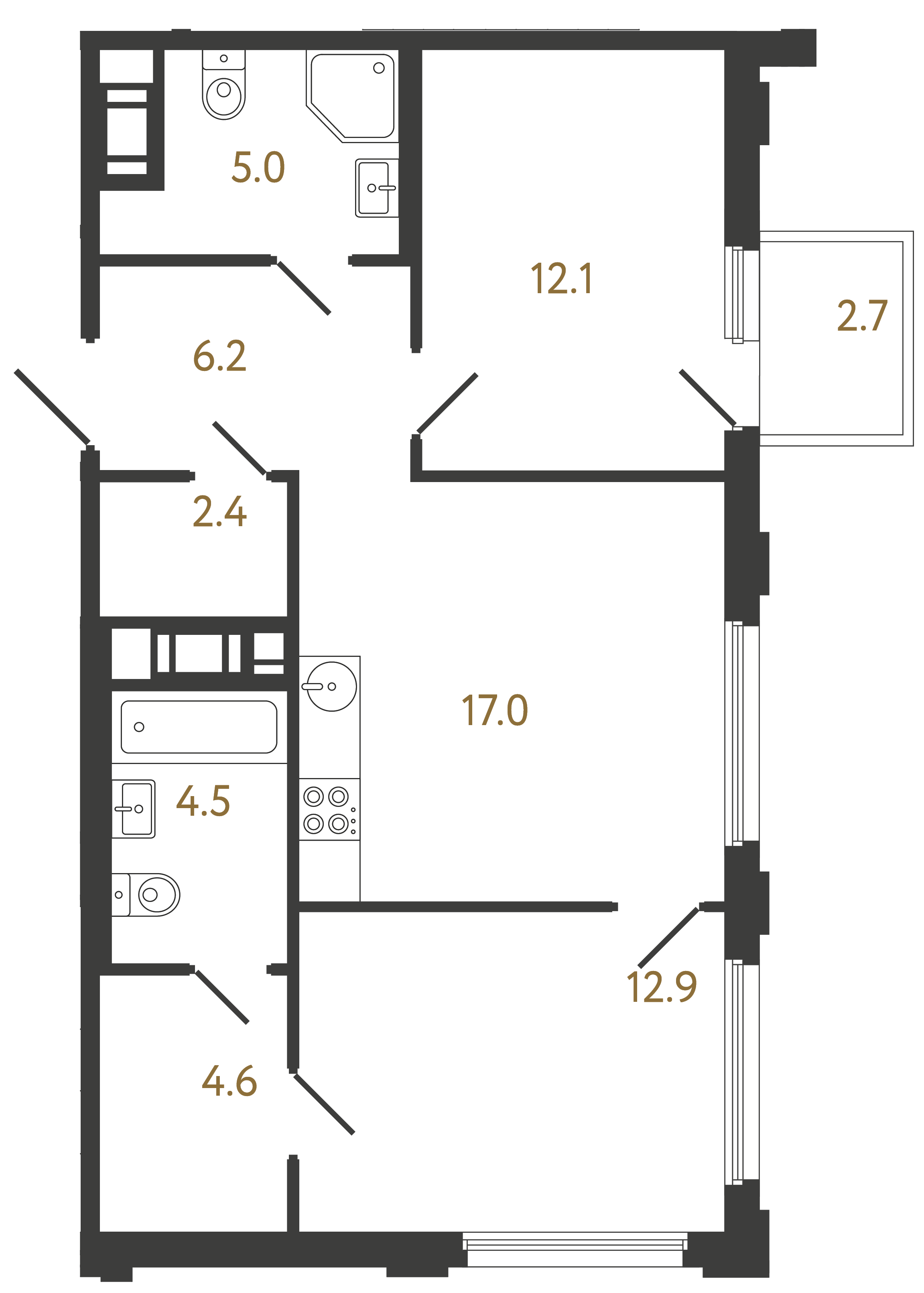 2-комнатная квартира, 64.7 м²; этаж: 18 - купить в Санкт-Петербурге