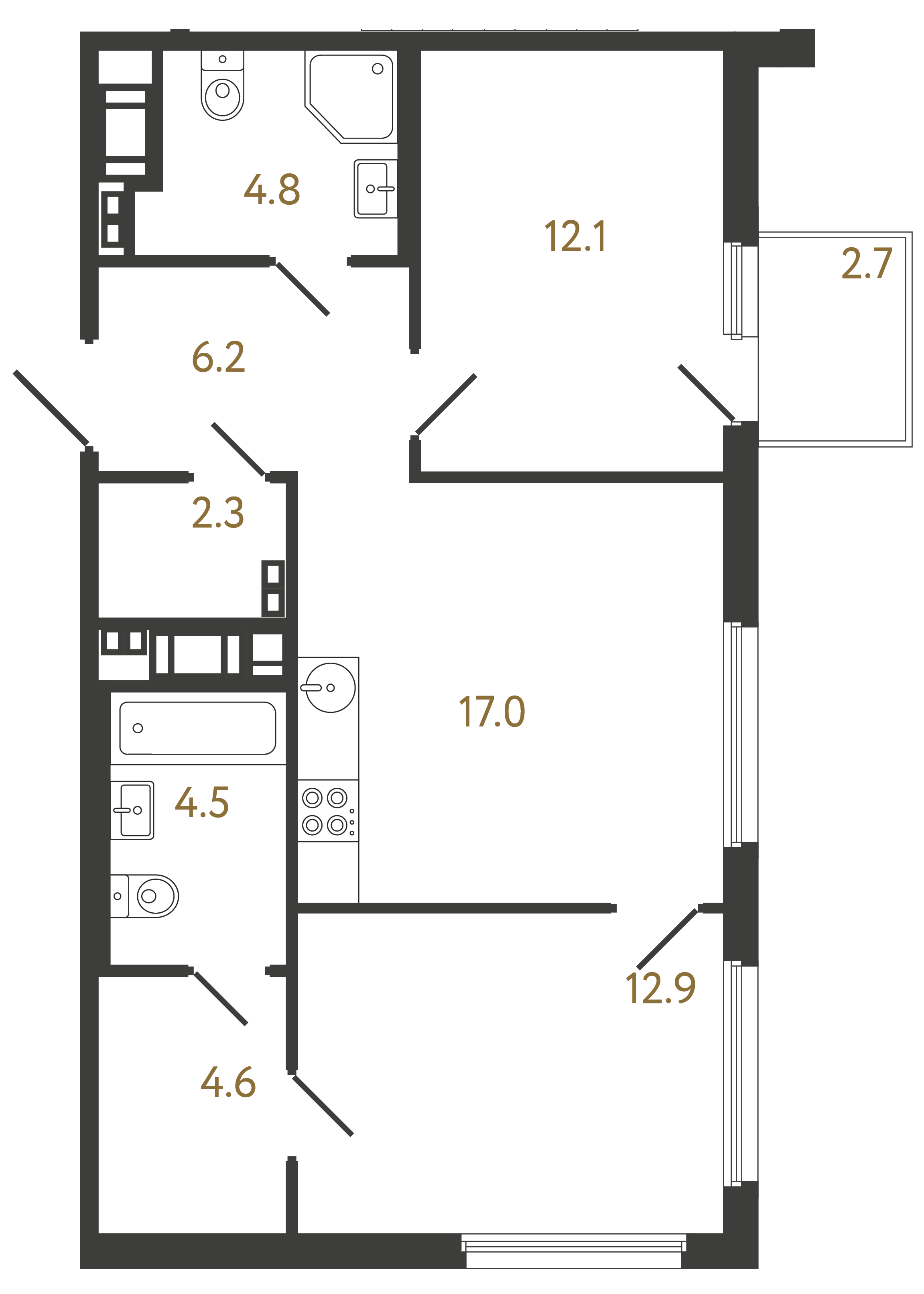 2-комнатная квартира, 64.4 м²; этаж: 21 - купить в Санкт-Петербурге