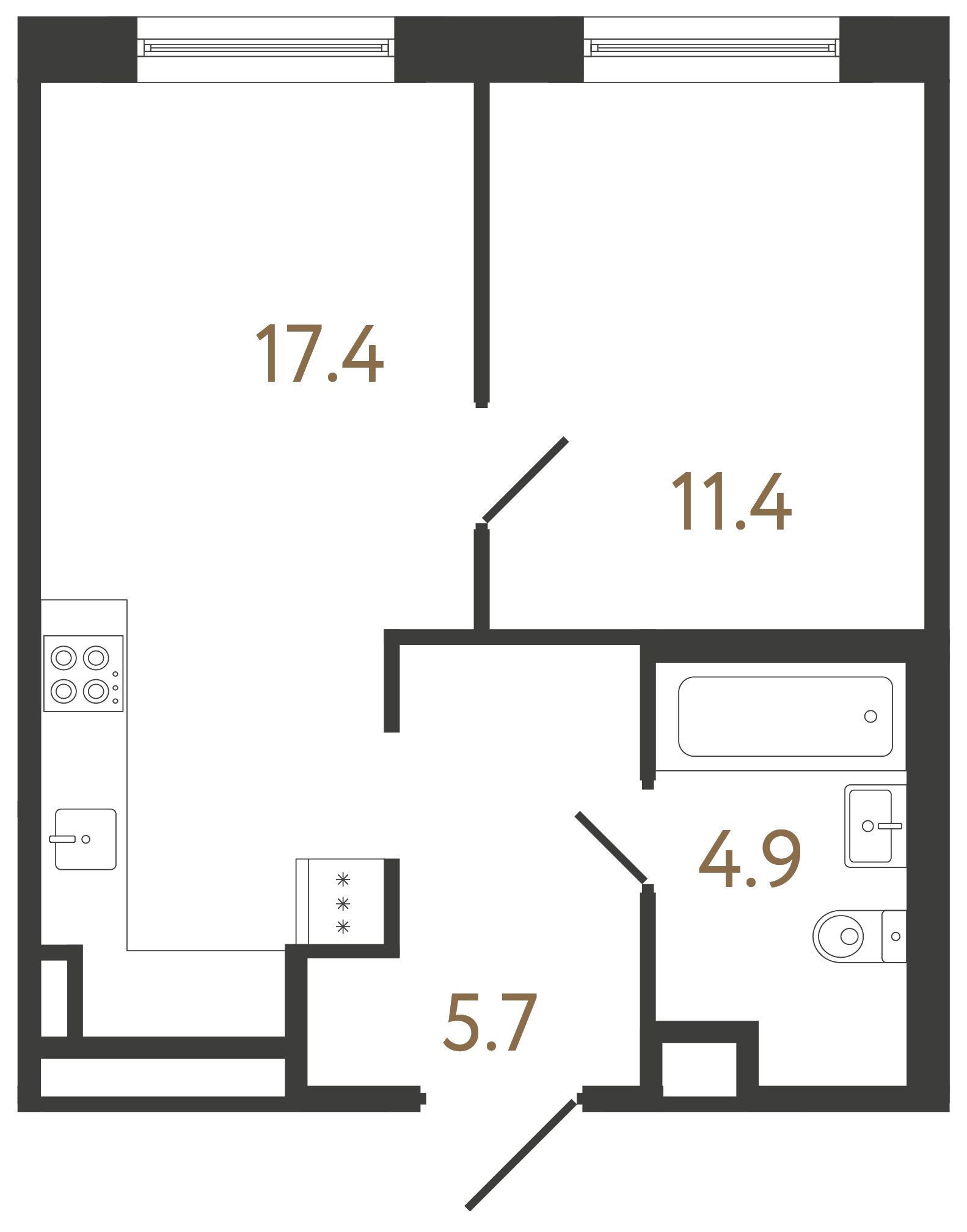 1-комнатная квартира, 39.4 м²; этаж: 2 - купить в Санкт-Петербурге