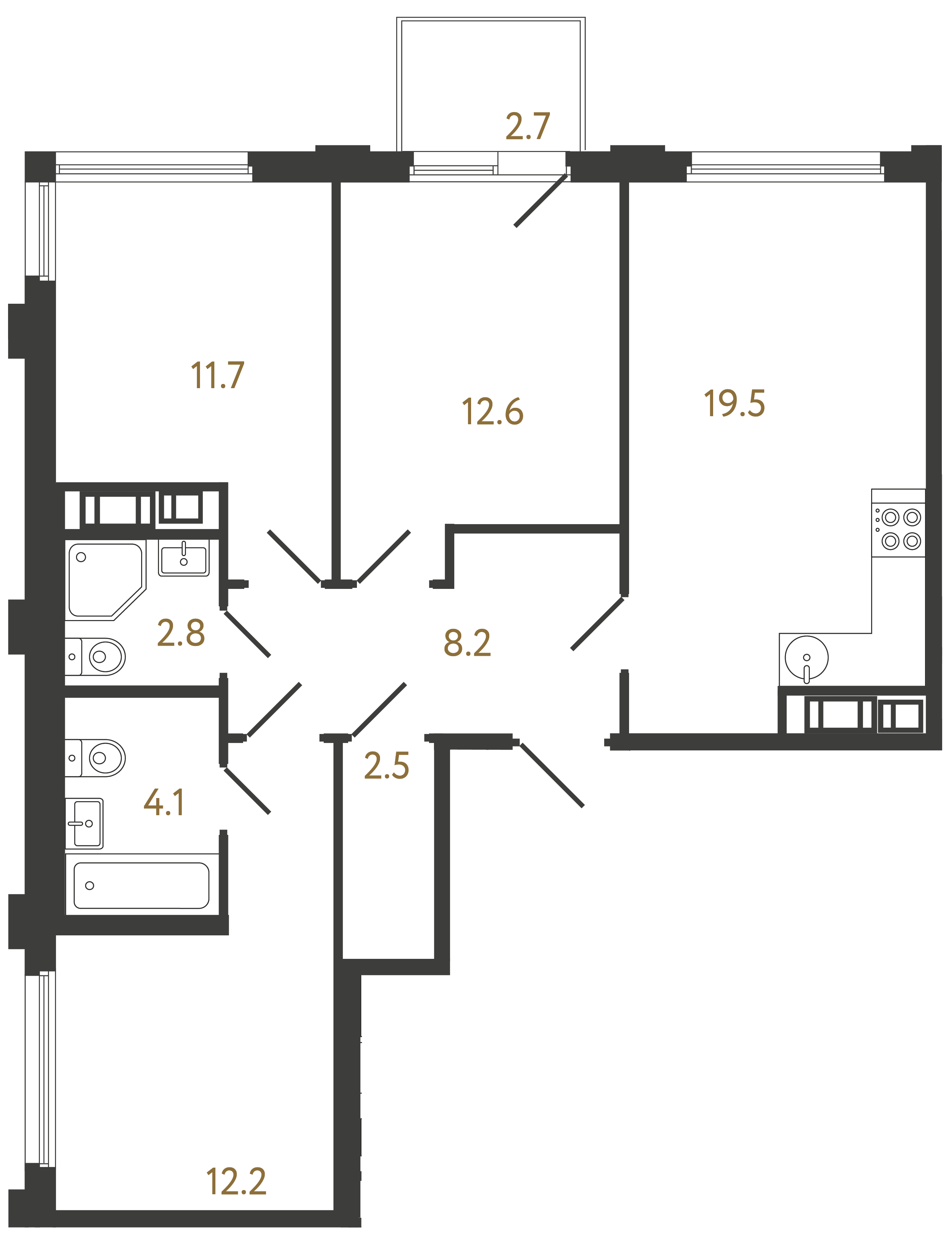 3-комнатная квартира, 73.6 м²; этаж: 4 - купить в Санкт-Петербурге