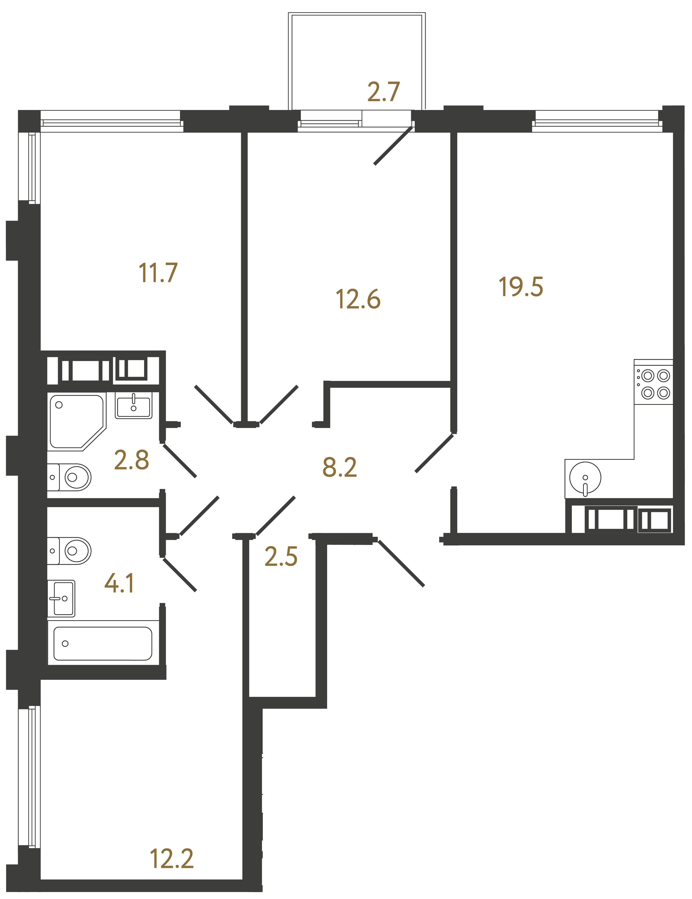 3-комнатная квартира, 73.6 м²; этаж: 3 - купить в Санкт-Петербурге