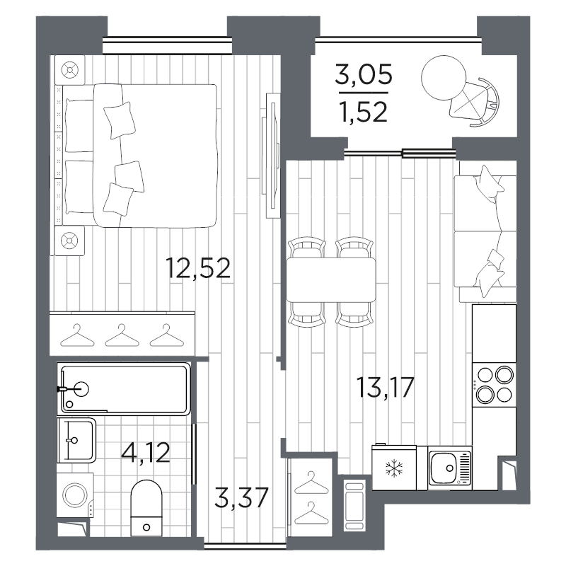1-комнатная квартира, 34.7 м²; этаж: 11 - купить в Санкт-Петербурге