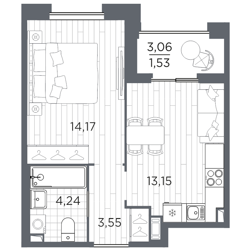1-комнатная квартира, 36.64 м²; этаж: 4 - купить в Санкт-Петербурге