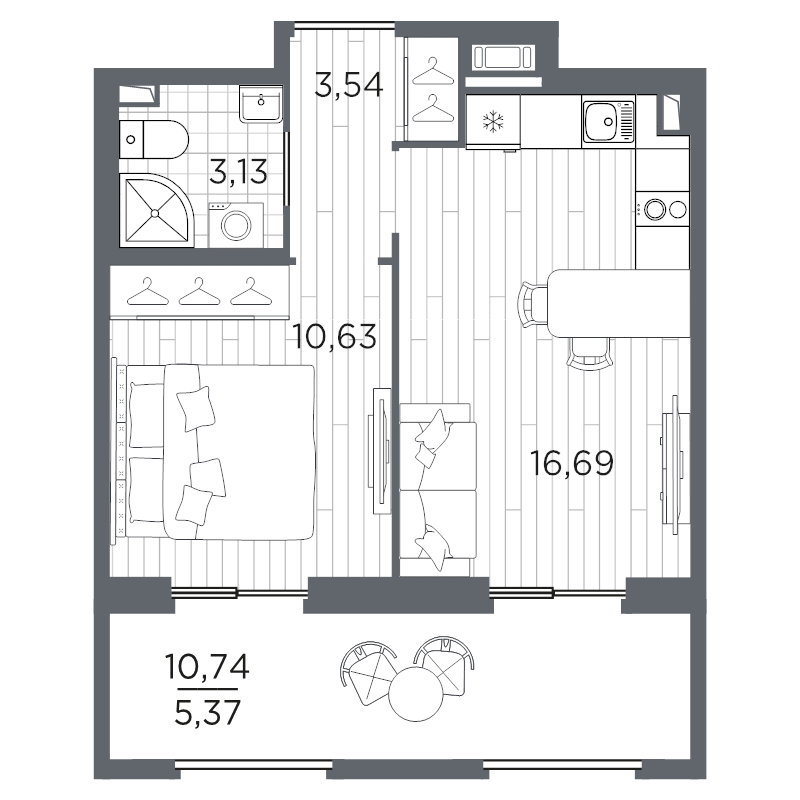 1-комнатная квартира, 39.36 м²; этаж: 7 - купить в Санкт-Петербурге