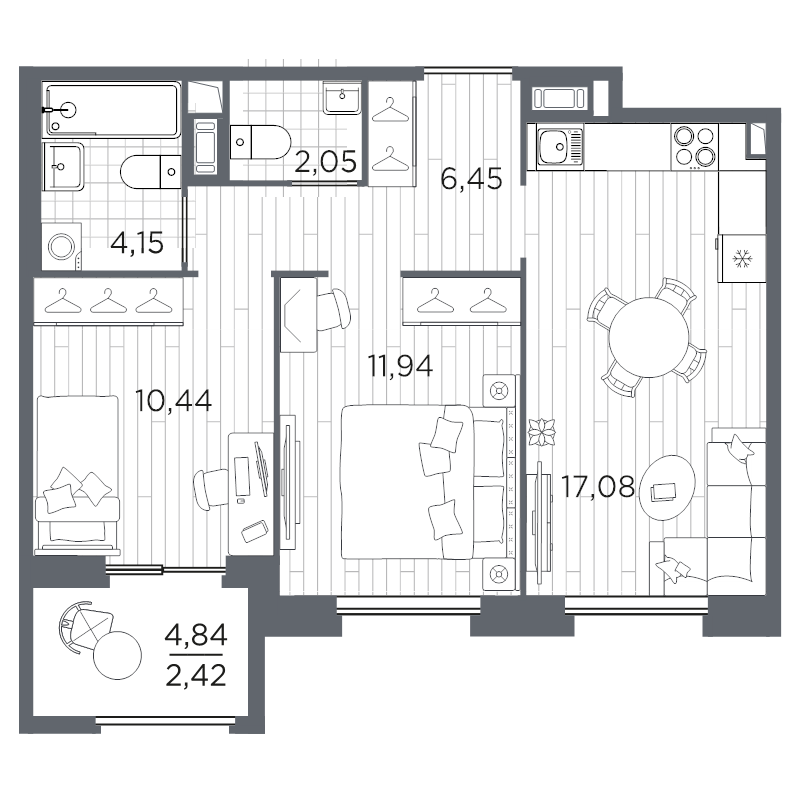 2-комнатная квартира, 54.53 м²; этаж: 11 - купить в Санкт-Петербурге