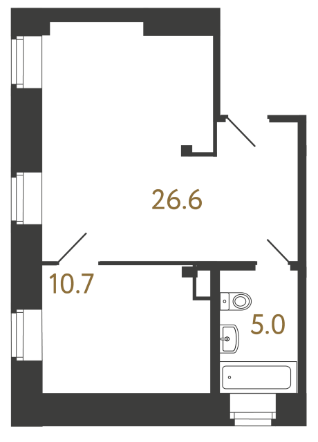 1-комнатная квартира, 42.3 м²; этаж: 3 - купить в Санкт-Петербурге