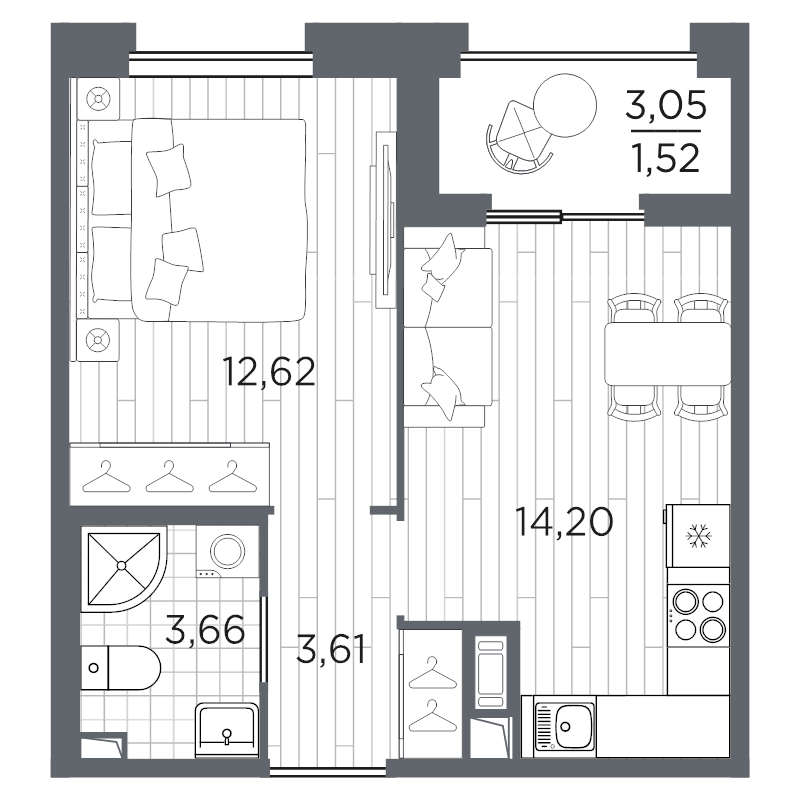 1-комнатная квартира, 35.61 м²; этаж: 11 - купить в Санкт-Петербурге