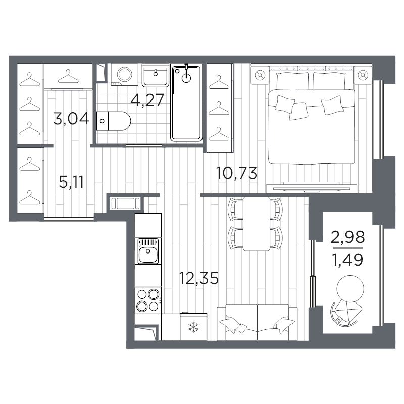 1-комнатная квартира, 36.99 м²; этаж: 8 - купить в Санкт-Петербурге