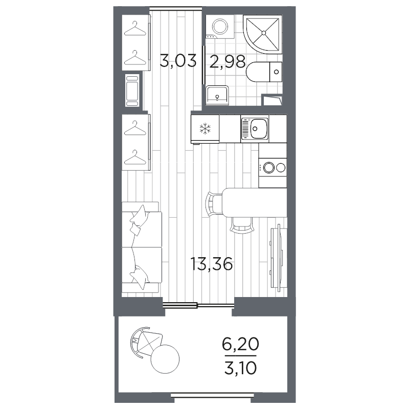 1-комнатная квартира, 22.47 м²; этаж: 4 - купить в Санкт-Петербурге