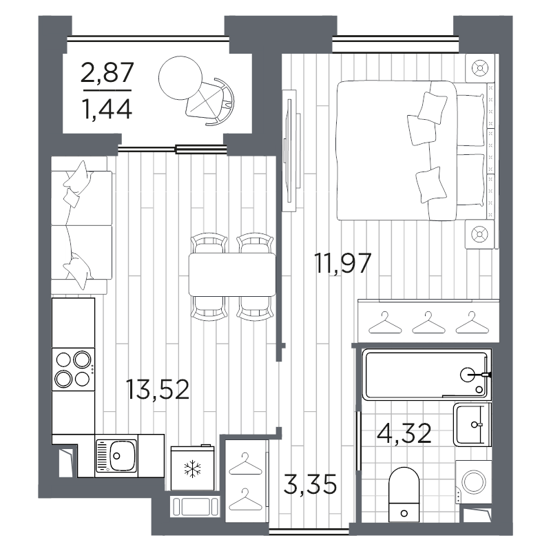 1-комнатная квартира, 34.6 м²; этаж: 8 - купить в Санкт-Петербурге