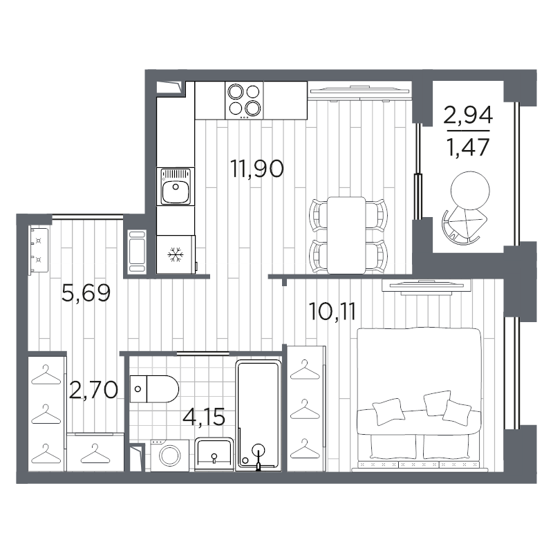 1-комнатная квартира, 36.02 м²; этаж: 7 - купить в Санкт-Петербурге