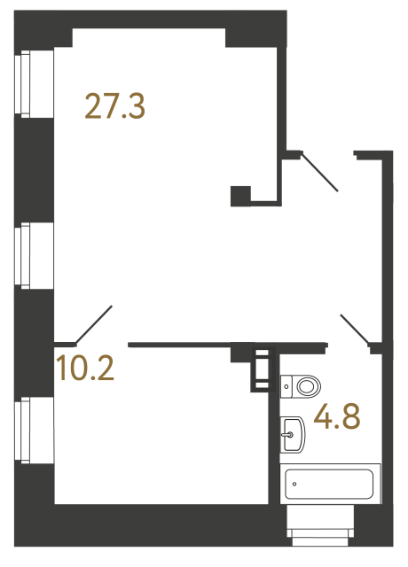 1-комнатная квартира, 42.3 м²; этаж: 2 - купить в Санкт-Петербурге