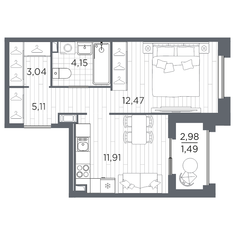 1-комнатная квартира, 38.17 м²; этаж: 7 - купить в Санкт-Петербурге