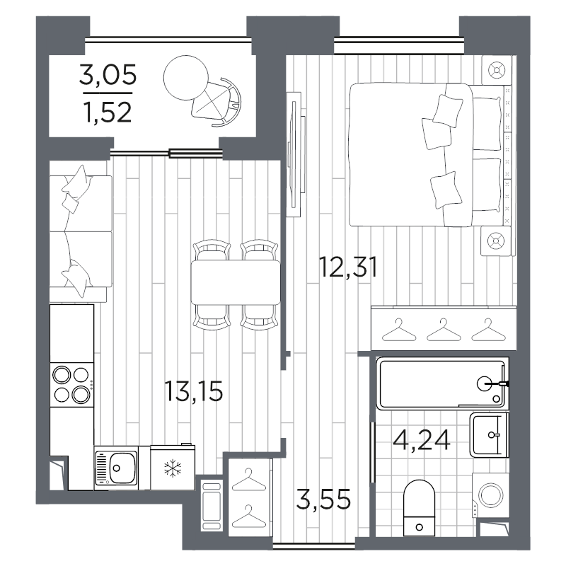 1-комнатная квартира, 34.77 м²; этаж: 11 - купить в Санкт-Петербурге