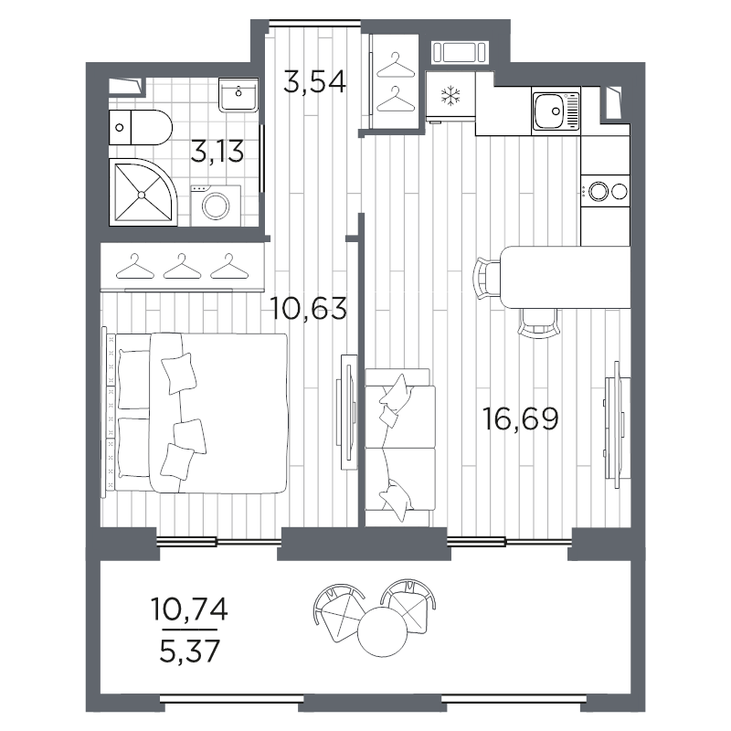 1-комнатная квартира, 39.36 м²; этаж: 8 - купить в Санкт-Петербурге