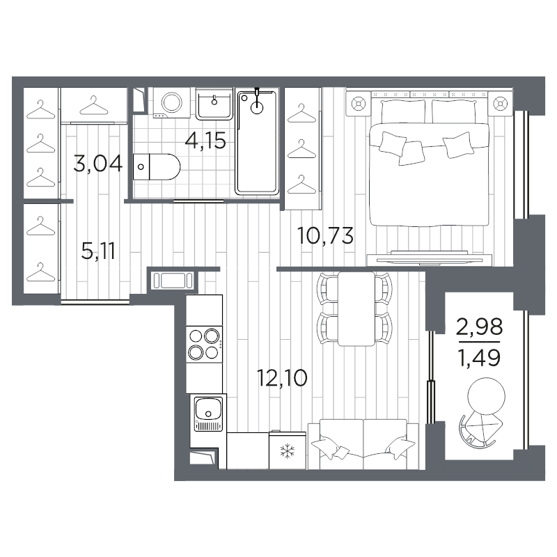 1-комнатная квартира, 36.62 м²; этаж: 11 - купить в Санкт-Петербурге