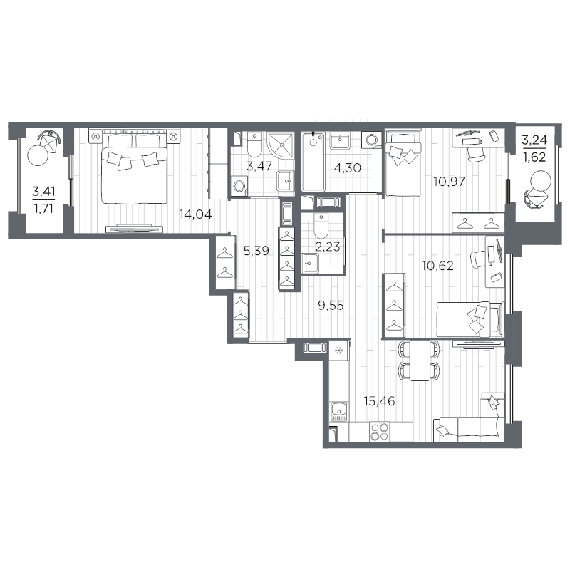 3-комнатная квартира, 79.36 м²; этаж: 11 - купить в Санкт-Петербурге