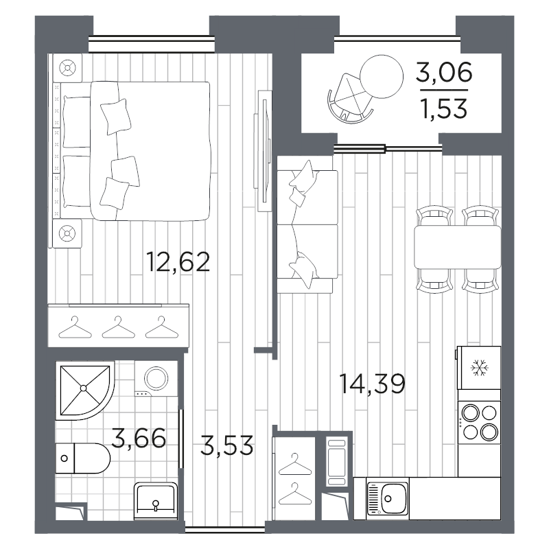 1-комнатная квартира, 35.73 м²; этаж: 4 - купить в Санкт-Петербурге